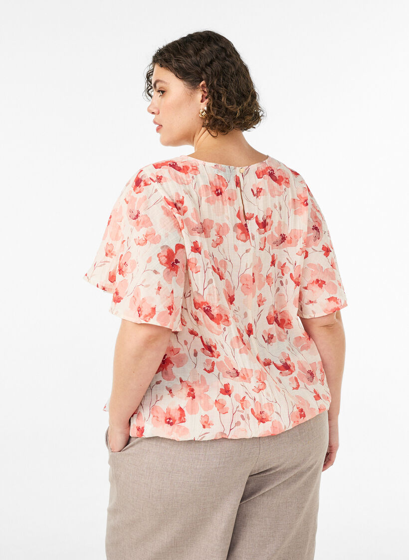 Blouse met ballonavorm en vleermuismouwen, Oranje, Model image number 1