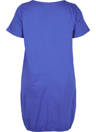 Robe en coton à manches courtes et encolure ronde, Dazzling Blue, Packshot image number 1