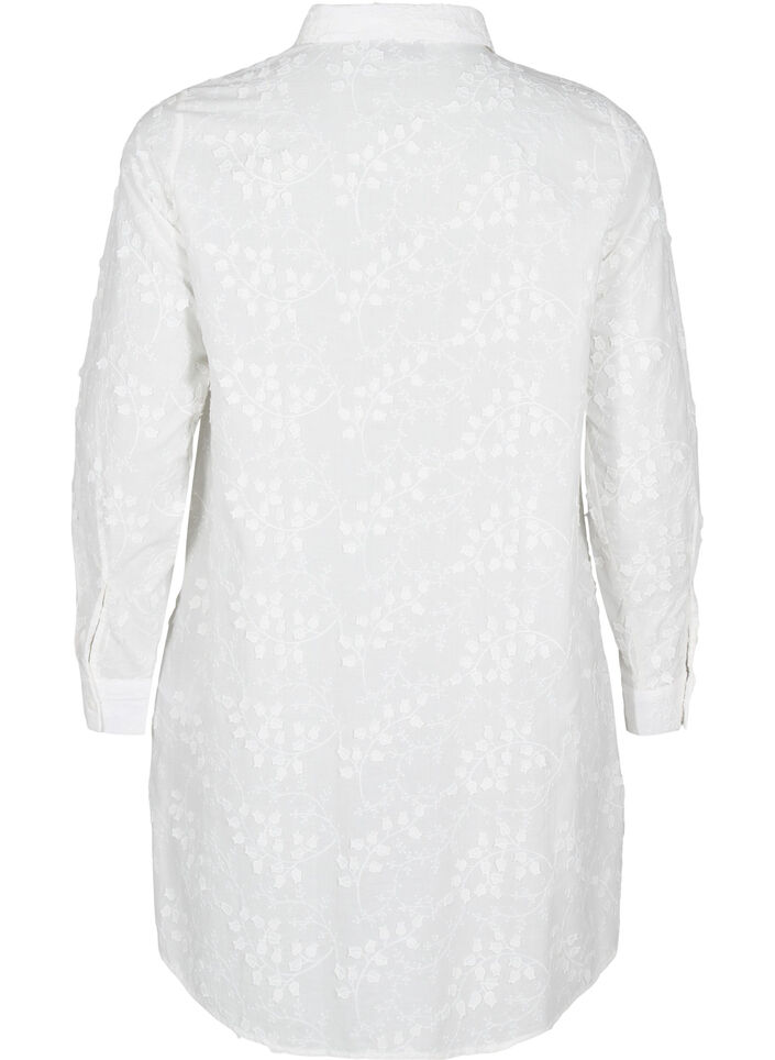 Robe chemise avec fleurs brodées, Blanc, Packshot image number 1