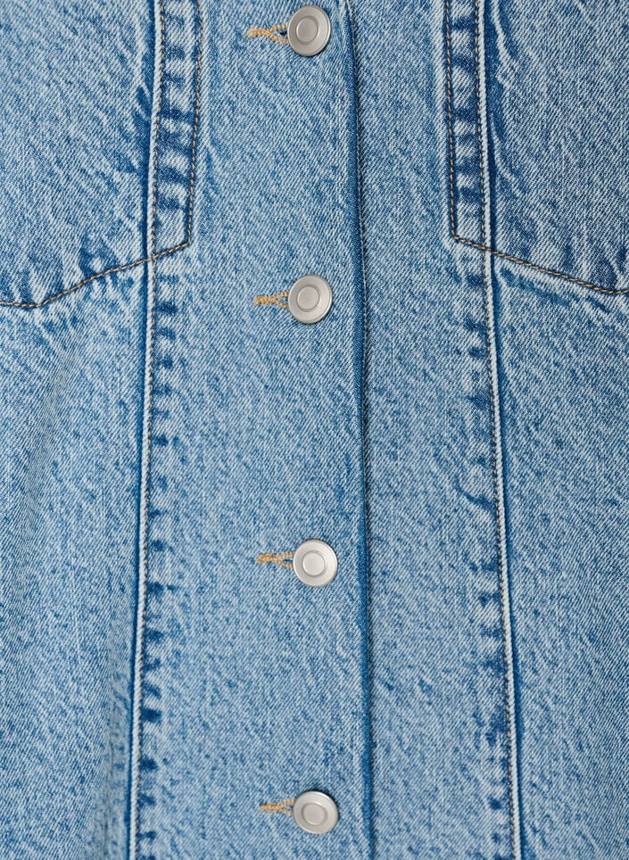 Robe en jean sans manches avec fermeture boutonn&eacute;e et fentes, Bleu Clair, Packshot