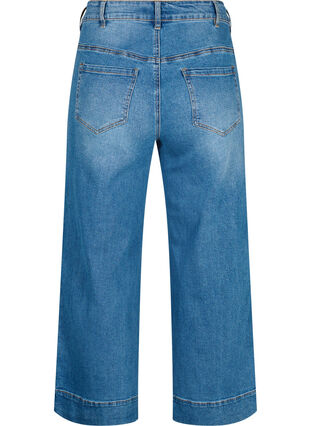 Cropped jeans met flare, Blue denim, Packshot image number 1