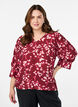 Blouse avec col en V et manches 3/4, Rouge, Model image number 0