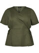 Blouse in een katoenmix met V-hals en striklint, Groen, Packshot image number 0