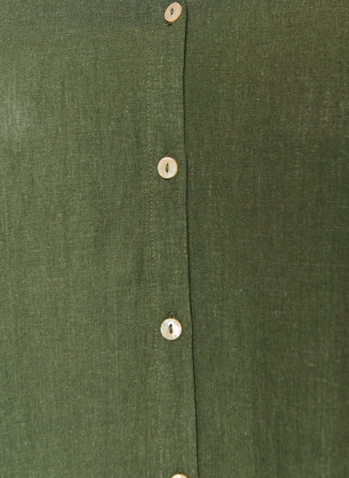 Blouse in linnen en viscose met V-hals, Groen, Packshot image number 2