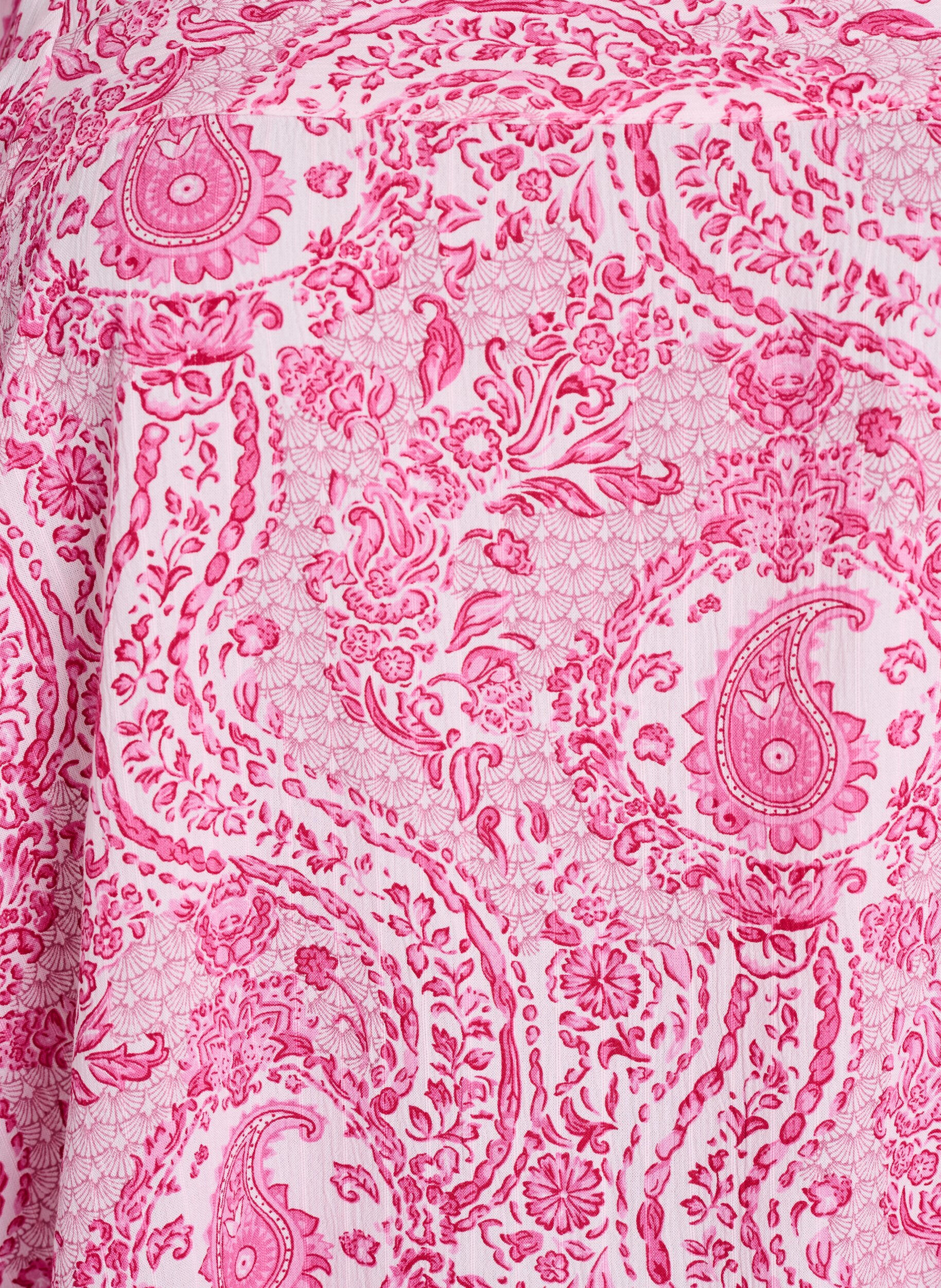 ZizziChemisier en viscose avec imprim&eacute; paisley et encolure carr&eacute;e, Rose, Packshot image number 2