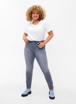 Jean Amy extra slim à taille haute, Grey Denim, Model image number 0