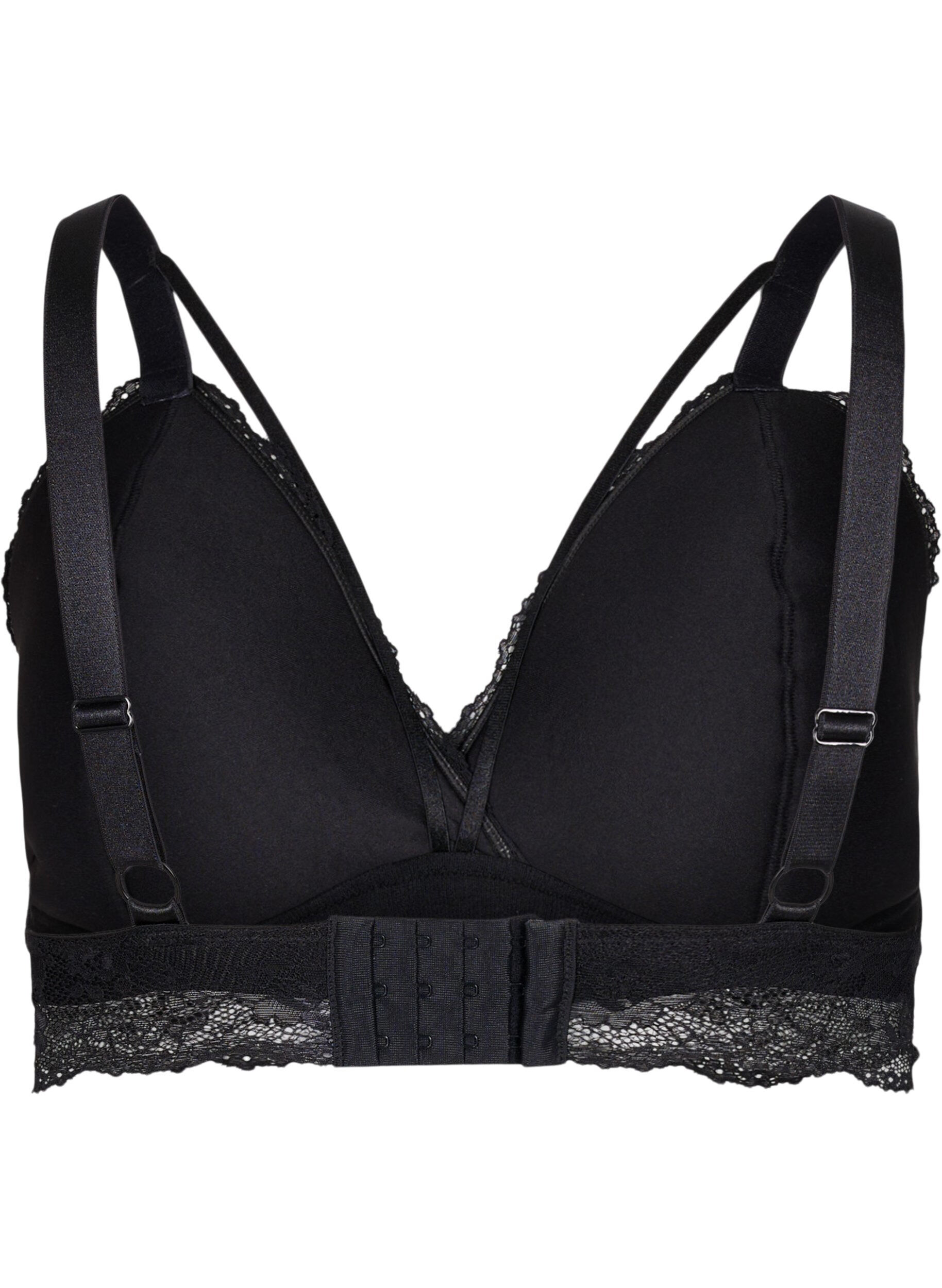 Zizzi Soutien-gorge en dentelle avec d&eacute;tails en string, Noir, Packshot image number 1