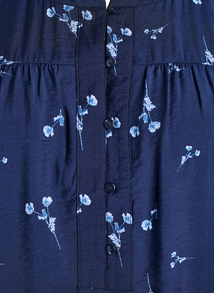 Blouse met knoopsluiting en kleine bloemen, Blauw, Packshot image number 2