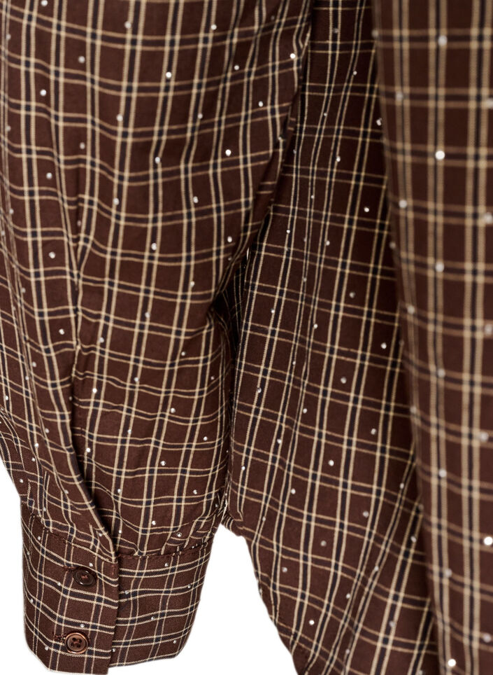 Chemise &agrave; carreaux avec strass, Marron, Packshot image number 3