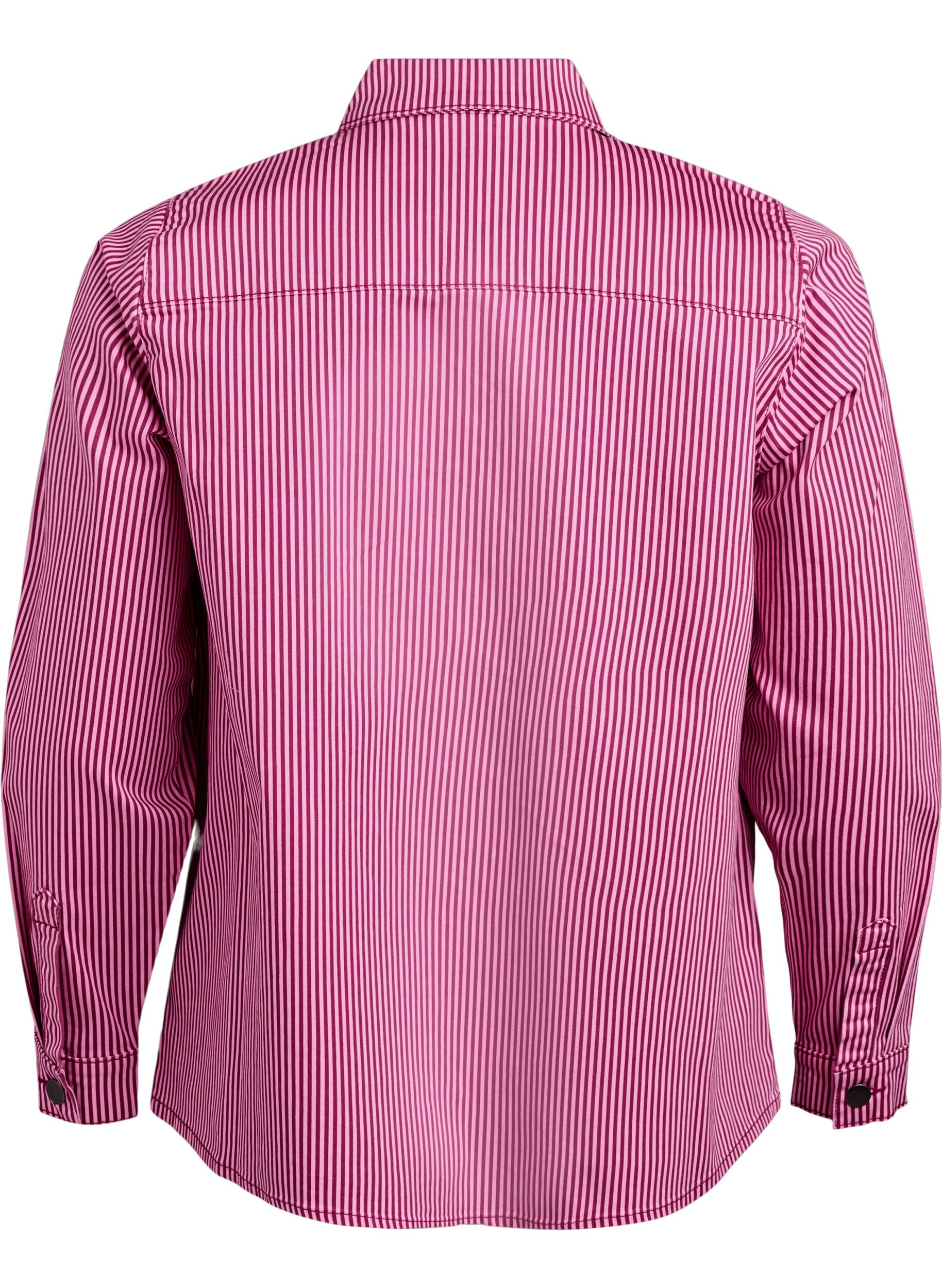 ZizziGestreept shirt met zakken, Rood, Packshot image number 1