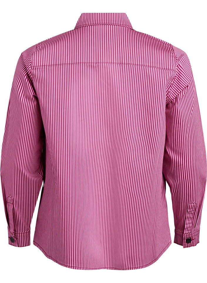 Gestreept shirt met zakken, Rood, Packshot image number 1