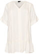 Viscose tuniek met knopen en rucherand, Vanille, Packshot image number 0