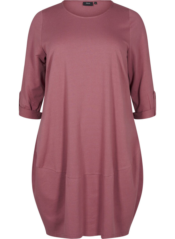 Ballonjurk van katoen met zakken, Roze, Packshot image number 0