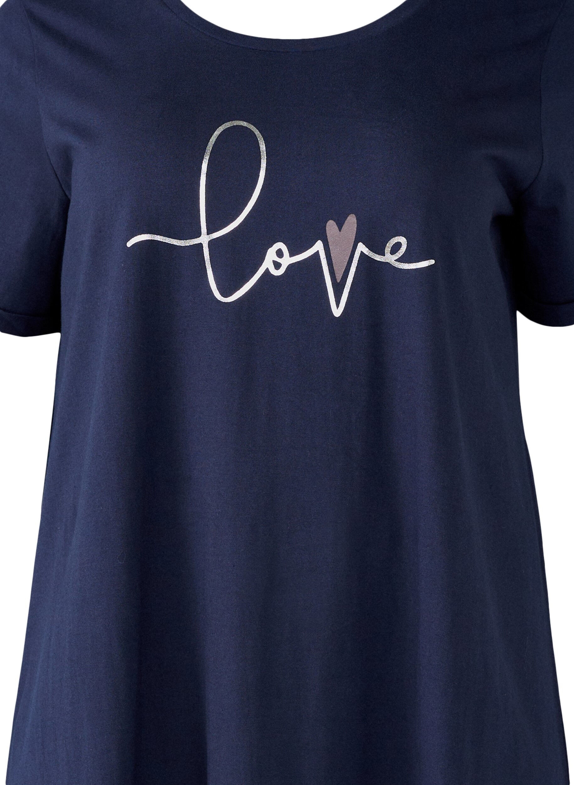 Zizzi Chemise de nuit &agrave; manches courtes en coton biologique, Bleu, Packshot image number 2