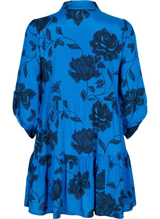 Tunique en viscose à fleurs avec manches 3/4, Blue Flower AOP, Packshot image number 1