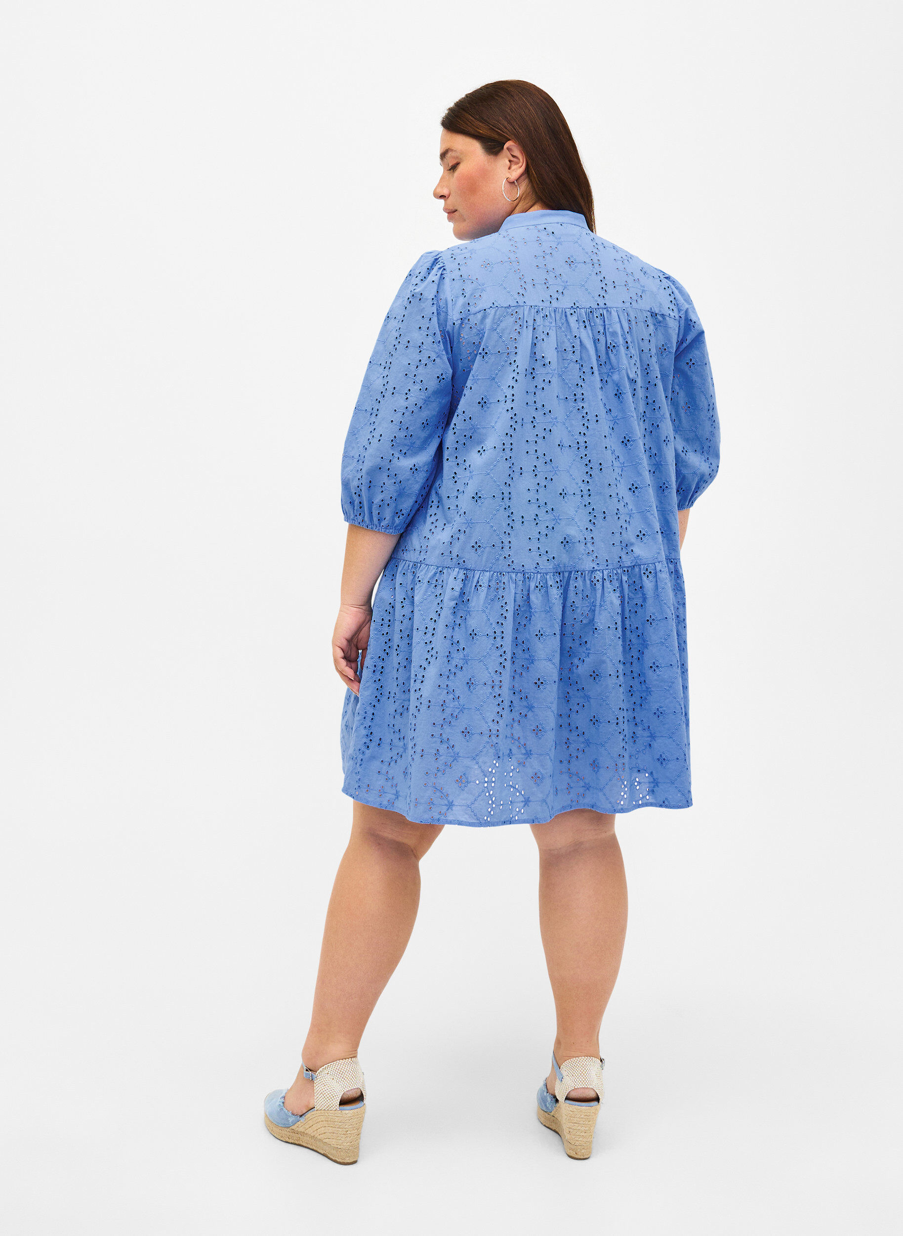 ZizziOverhemdjurk van katoen met broderie anglaise, Marina, Model image number 1