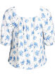 Bloemenblouse met een vierkante halslijn en ajourborduursel, Wit, Packshot image number 1