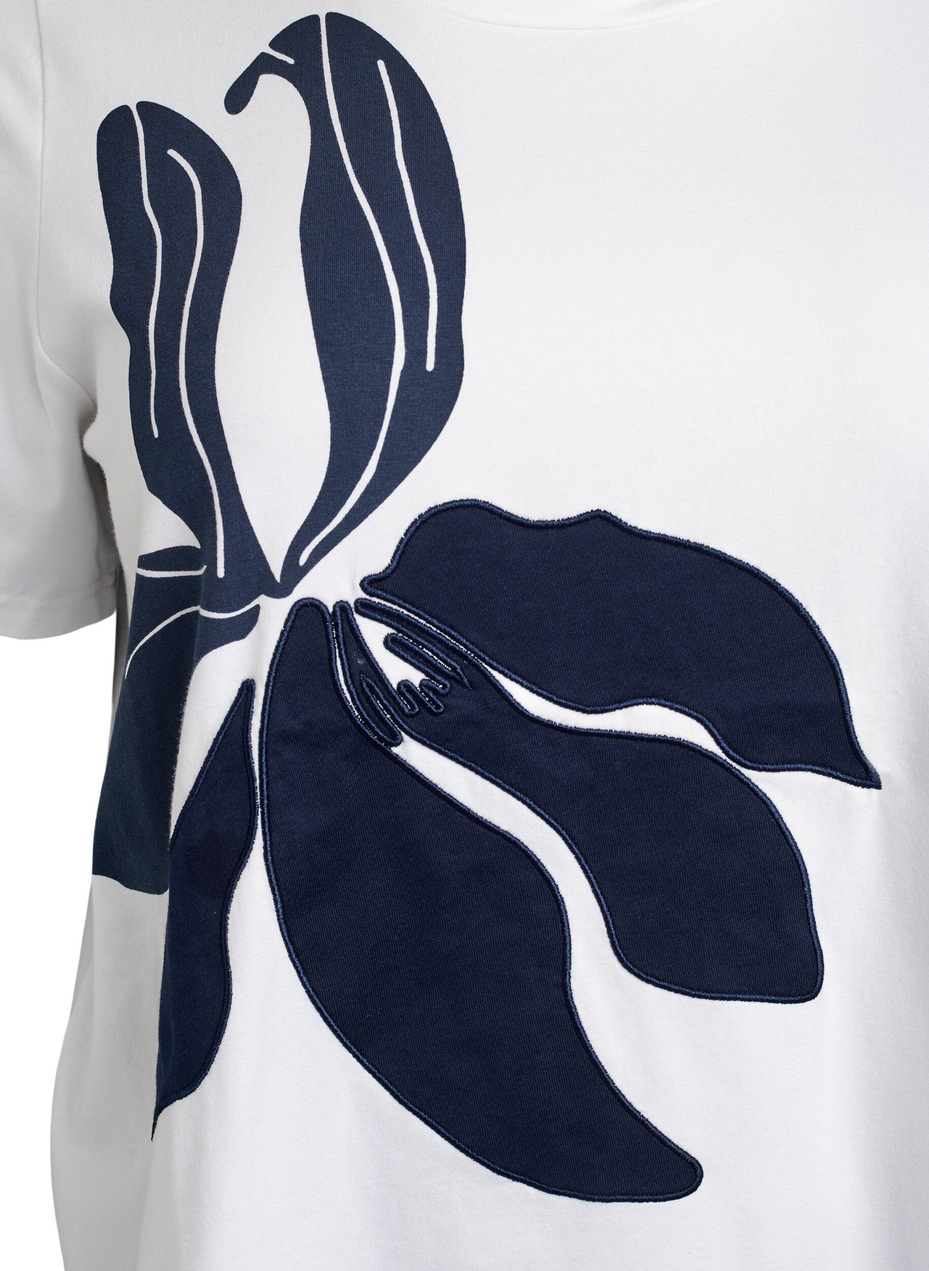 ZizziT-shirt in biologisch katoen met bloemenprint, B. White w. EMB, Packshot image number 2