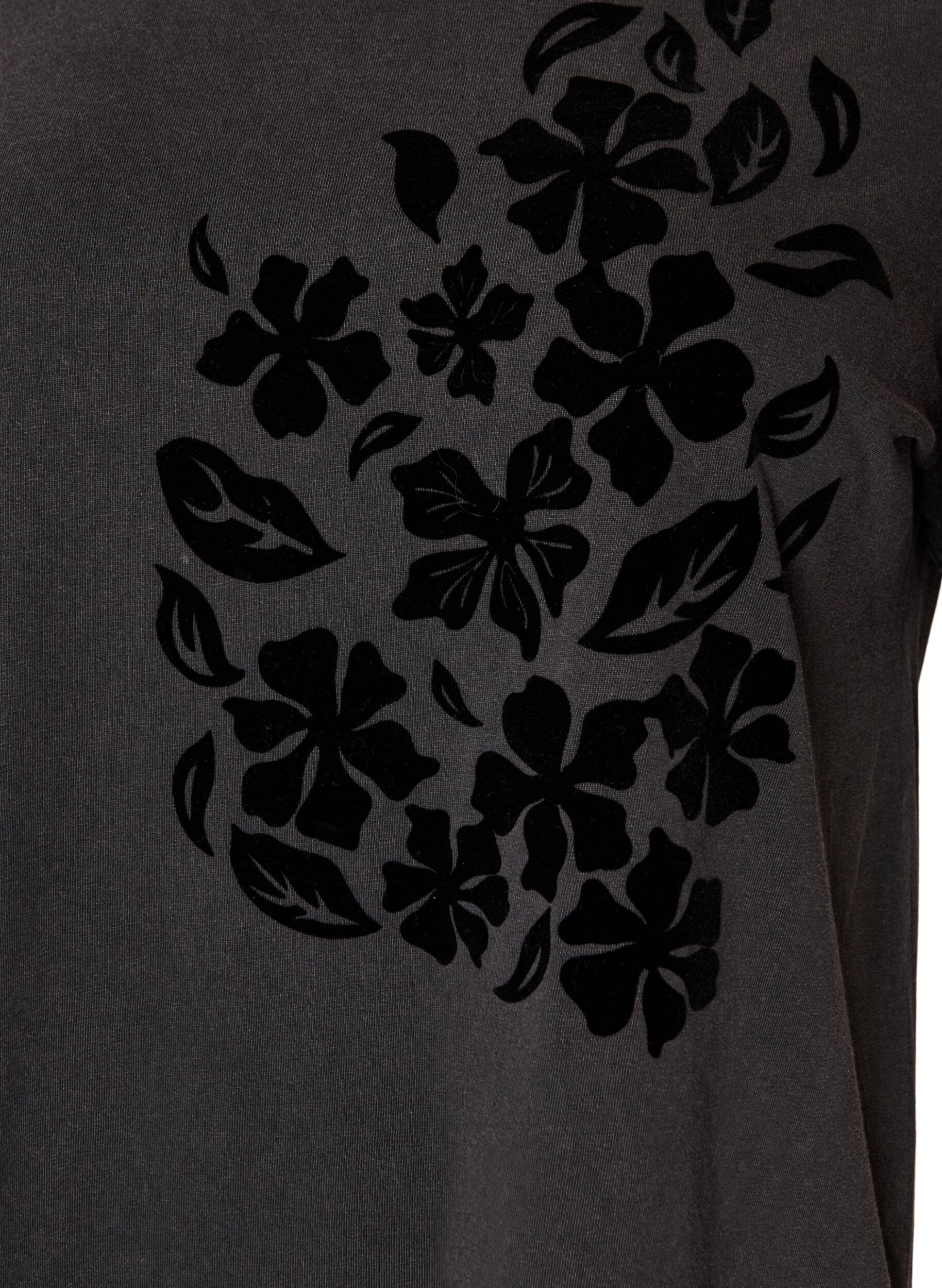 ZizziT-shirt en coton bio avec imprim&eacute;, Gris anthracite, Packshot image number 2
