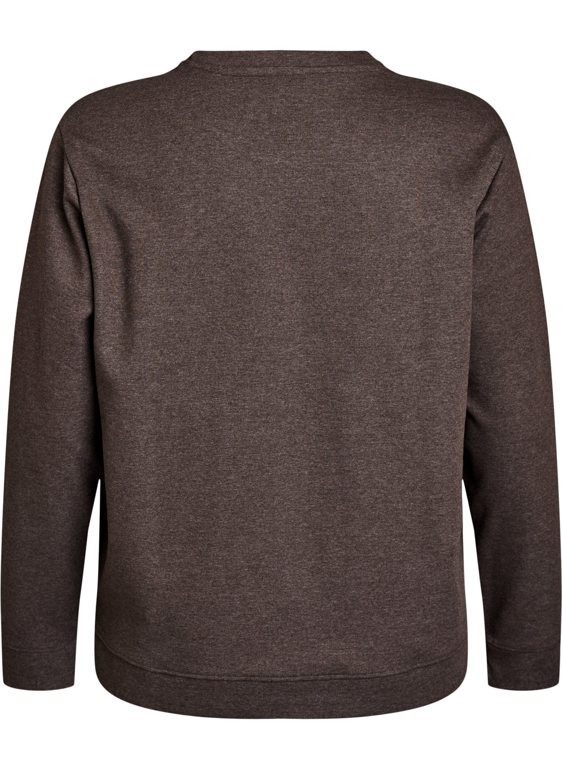 ZizziSweat-shirt &agrave; col ras du cou, Marron, Packshot image number 1