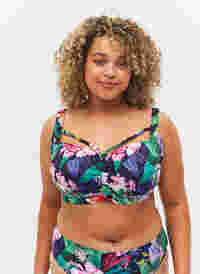 Soutien-gorge de bikini avec drapage et lanière, Flower Print, Model