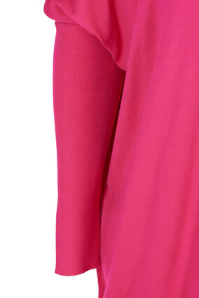 Losse gebreide blouse met geribbelde randen, Pink Yarrow, Packshot image number 2