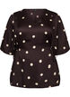 Blouse en viscose &agrave; pois avec col en V et lien &agrave; nouer, Marron, Packshot image number 0