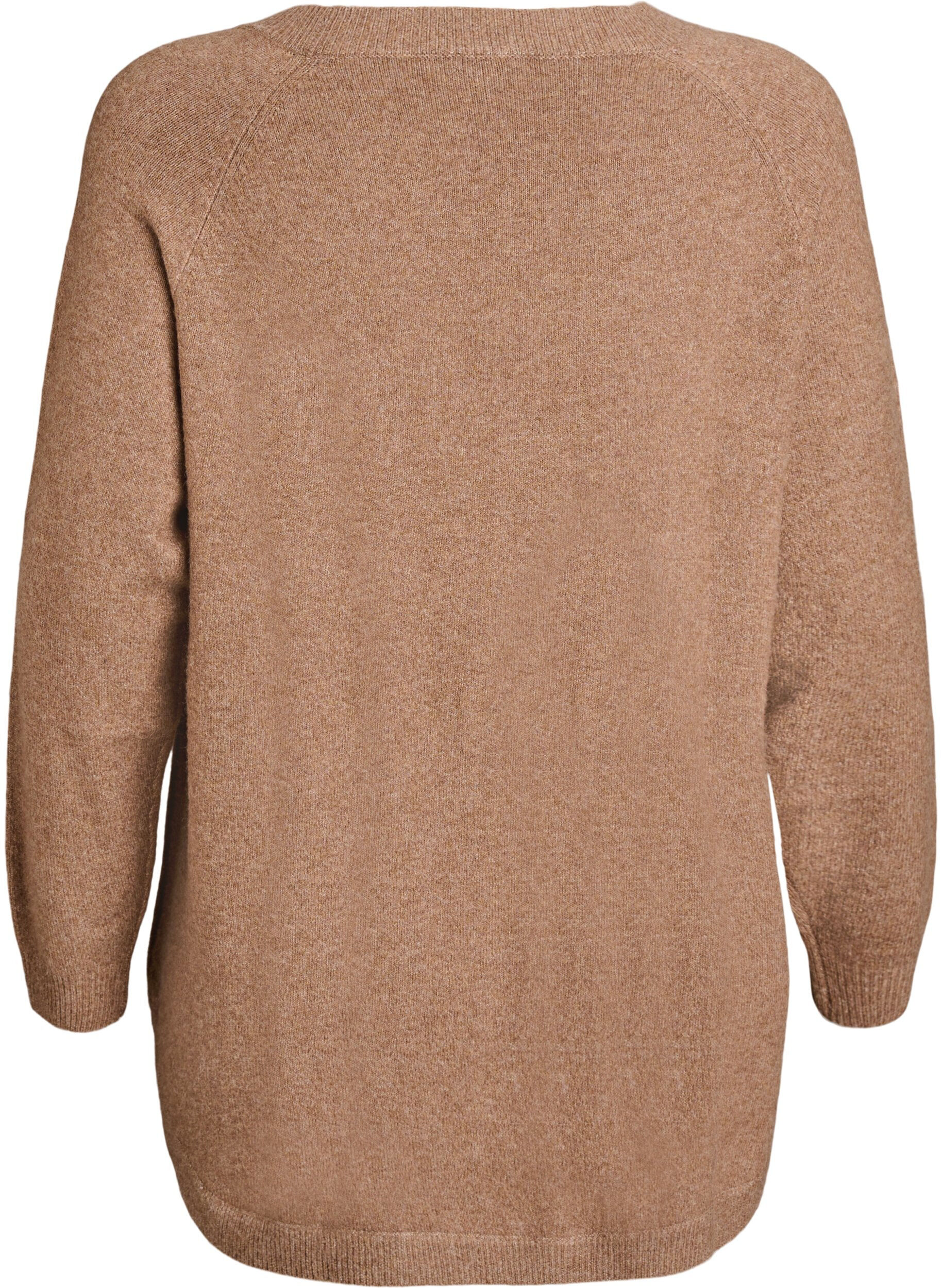 ZizziLange gebreide blouse met balknopen, Bruin, Packshot image number 1