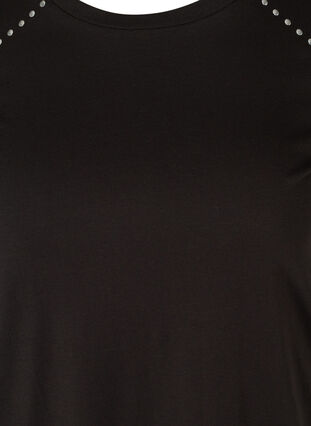 Katoenen t-shirt met korte mouwen en klinknagels, Black, Packshot image number 2