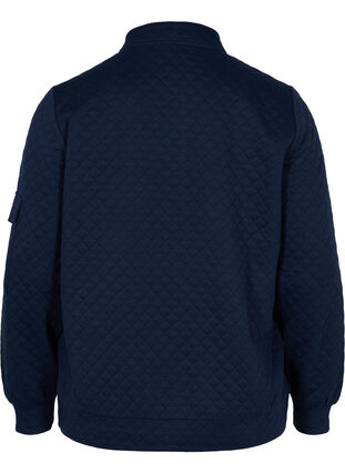 Gewatteerde sweater met rits, Navy Blazer, Packshot image number 1