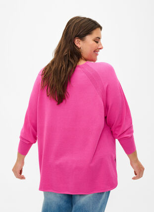 Chemisier en tricot à manches raglan, Raspberry Rose Mel., Model image number 1