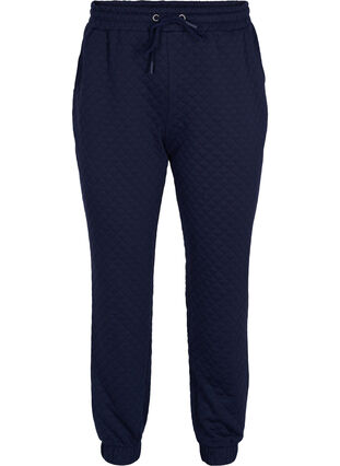 Pantalon à motifs avec cordon de serrage et poches, Navy Blazer, Packshot image number 0