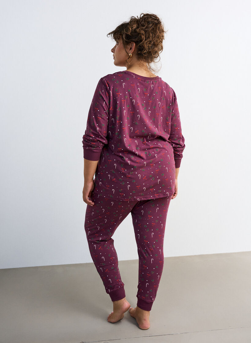 Nachtblouse met een print, Donker Bordeaux, Model image number 2