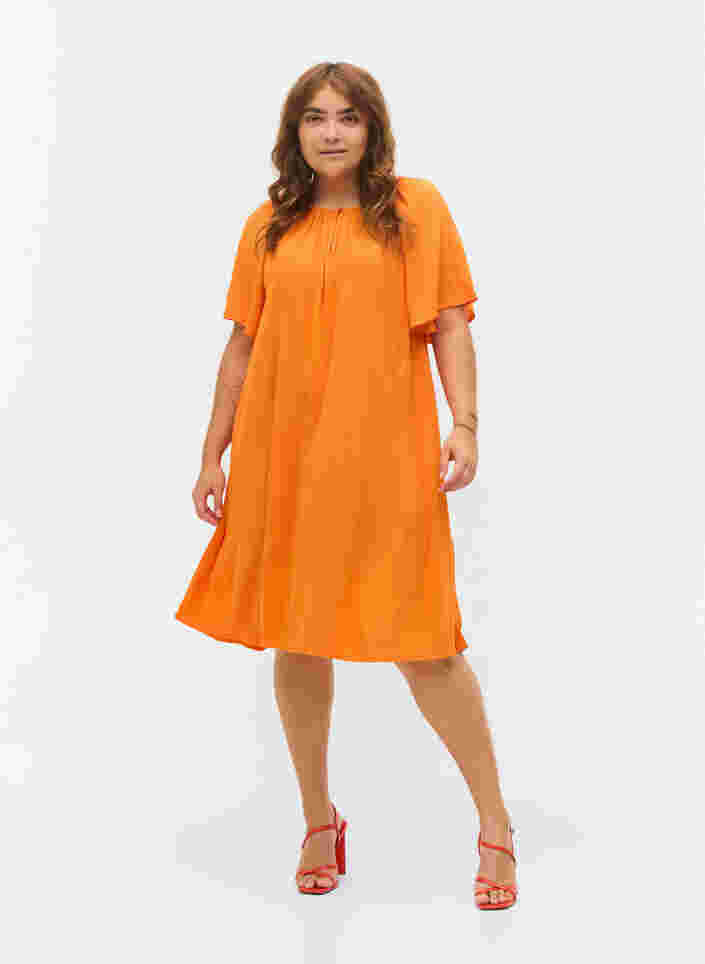 Viscose jurk met korte mouwen, Orange Peel, Model image number 2