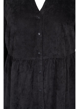 Robe en velours avec manches 3/4 et boutons, Black, Packshot image number 2