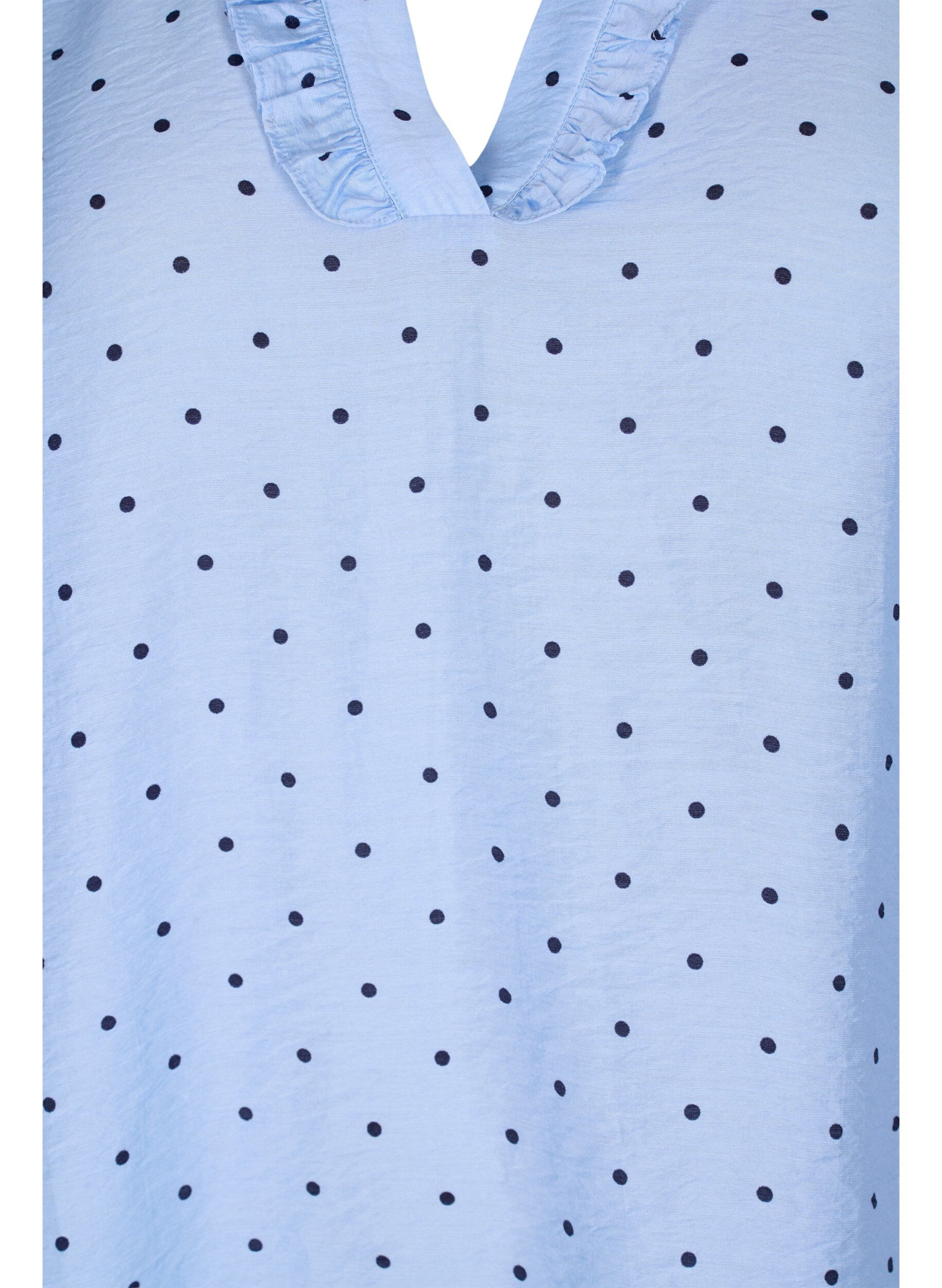 ZizziGestippelde blouse met 3/4 mouwen in viscose, Light Blue Dot, Packshot image number 2
