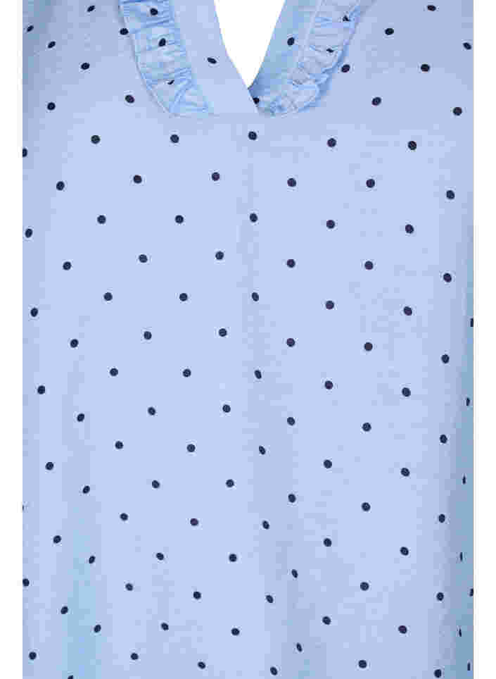 Gestippelde blouse met 3/4 mouwen in viscose, Light Blue Dot, Packshot image number 2