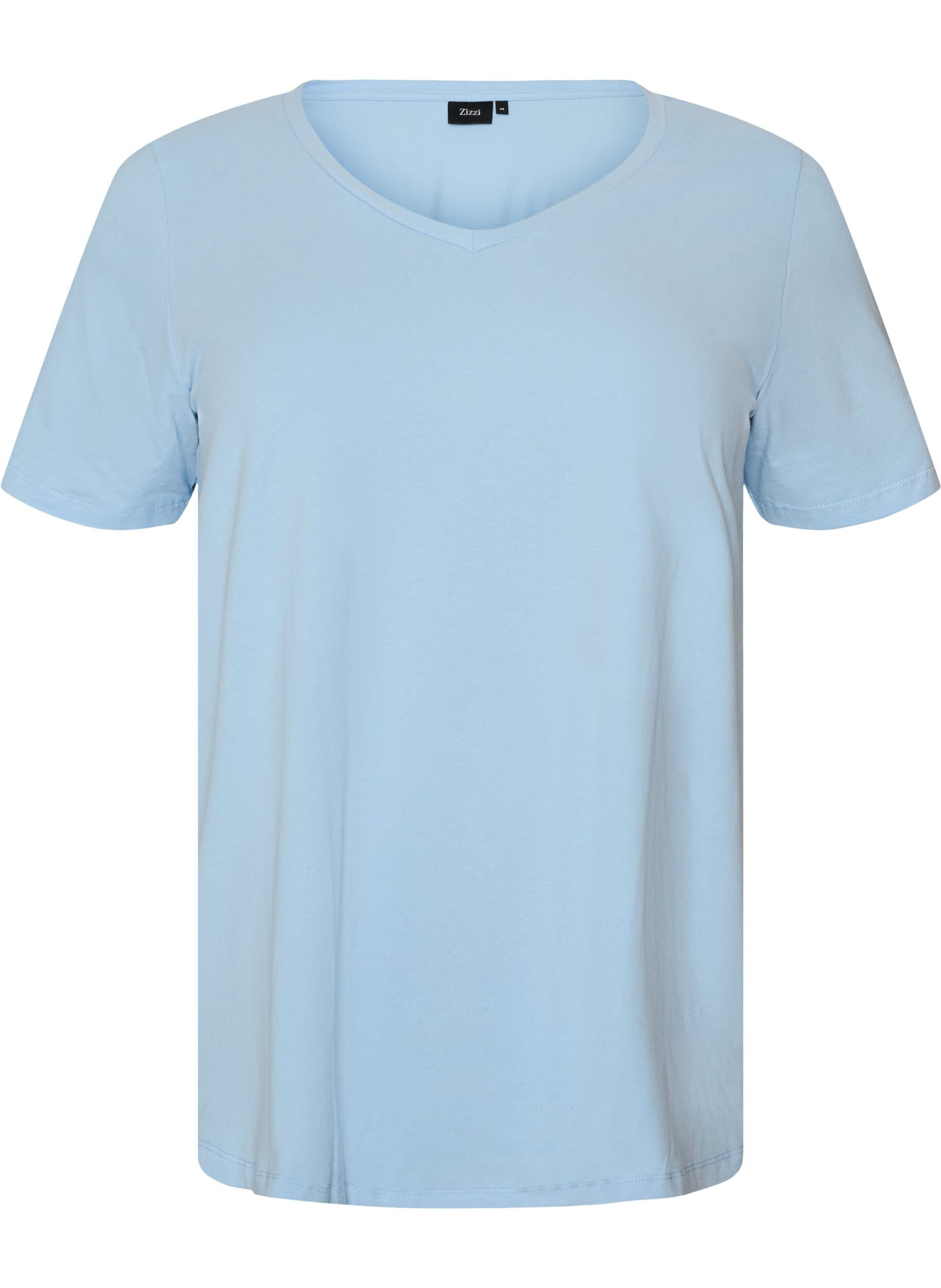ZizziT-shirt en coton uni basique, Bleu Clair, Packshot image number 0