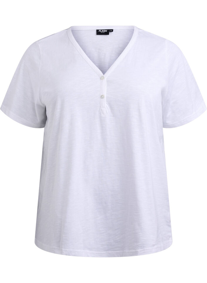 T-shirt dot&eacute; de boutons, Blanc, Packshot image number 0