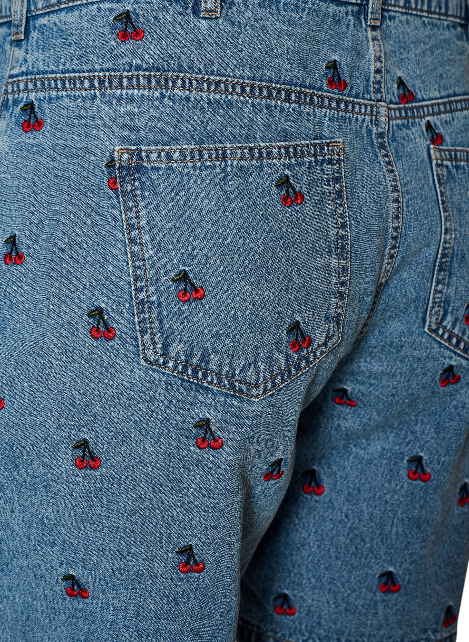Zizzi Short en jean brod&eacute;, Bleu Clair, Packshot image number 3