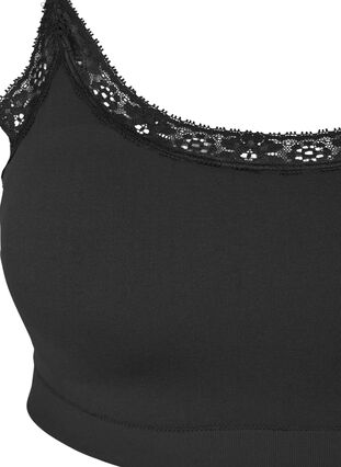 Soutien-gorge sans coutures avec bord en dentelle, Black, Packshot image number 2