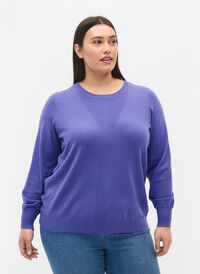 Pull en tricot de couleur unie avec nervures, Purple Opulence Mel., Model