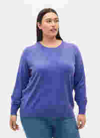 Pull en tricot de couleur unie avec nervures, Purple Opulence Mel., Model