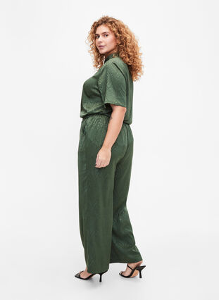 Pantalon avec motif texturé, Duck Green, Model image number 1