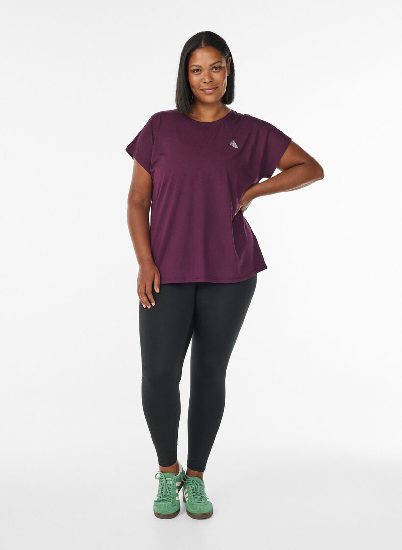 Effen gekleurd trainingsshirt, Paars, Model image number 1