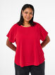 Blouse met korte mouwen en een ronde halslijn, Rood, Model image number 0