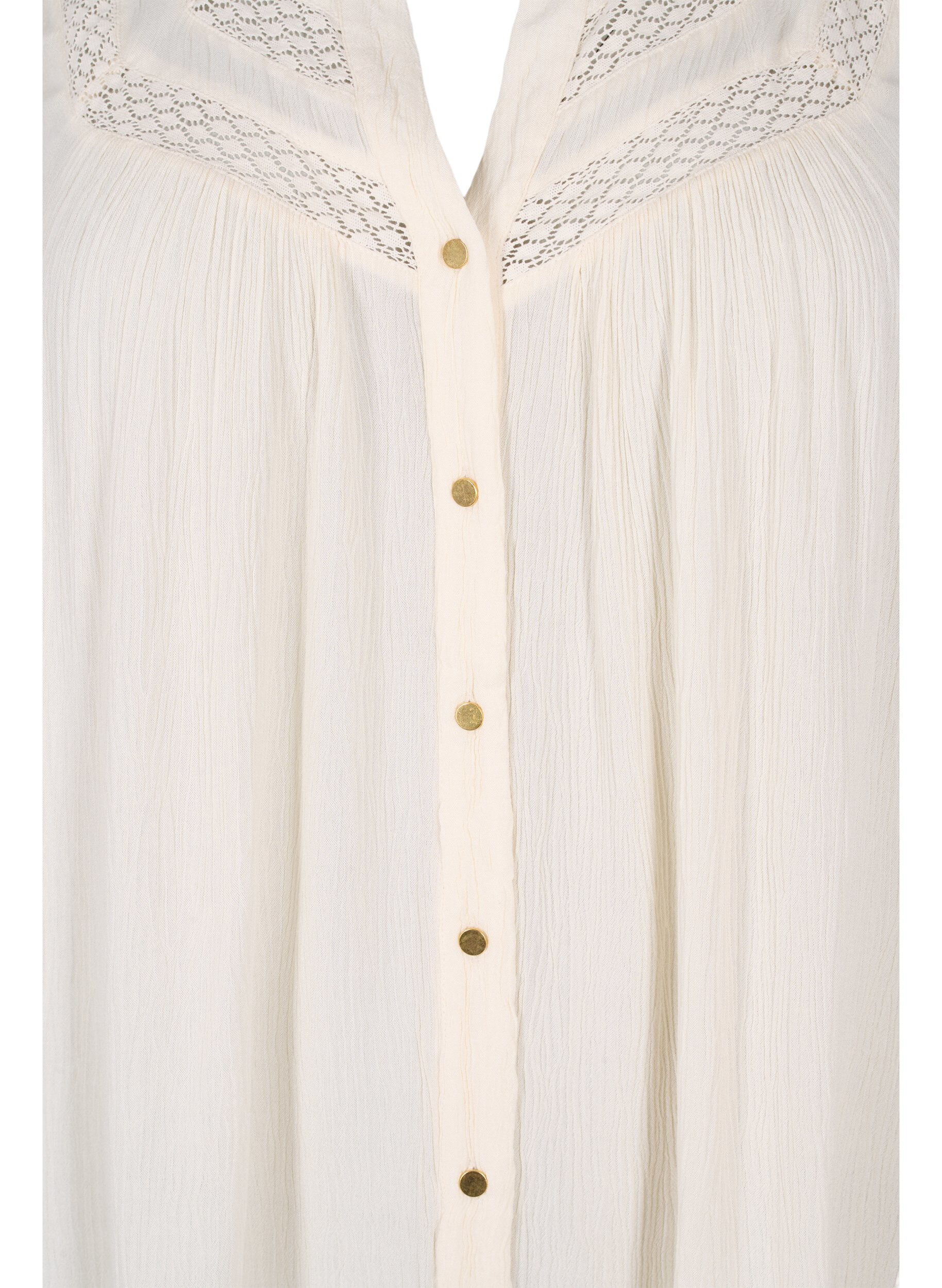 ZizziMouwloze viscose blouse met gehaakt detail, Bone White, Packshot image number 2