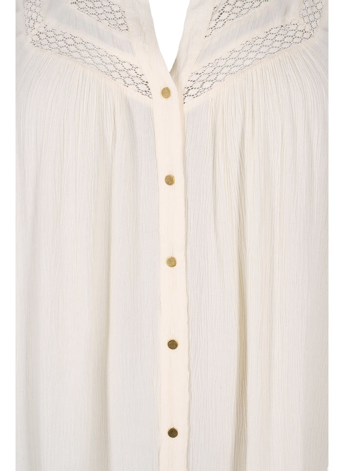 Blouse sans manches en viscose avec détail en crochet, Bone White, Packshot image number 2