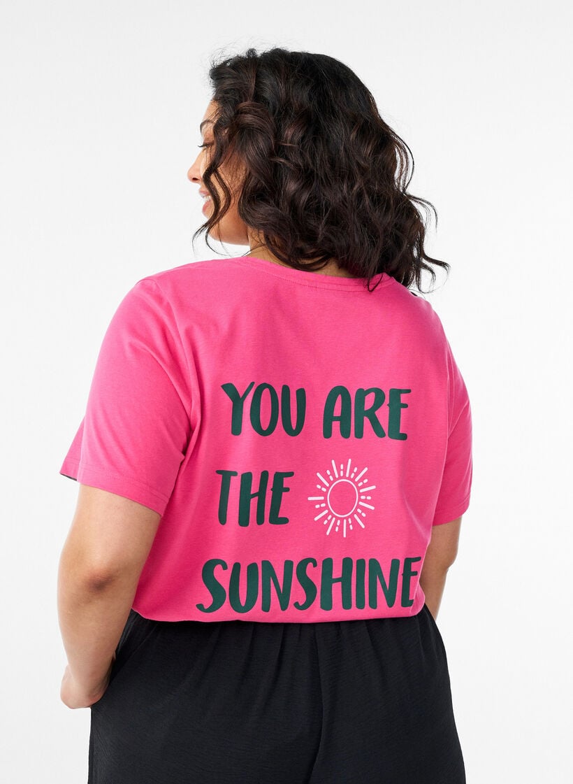 T-shirt imprim&eacute;, Rose, Model image number 0