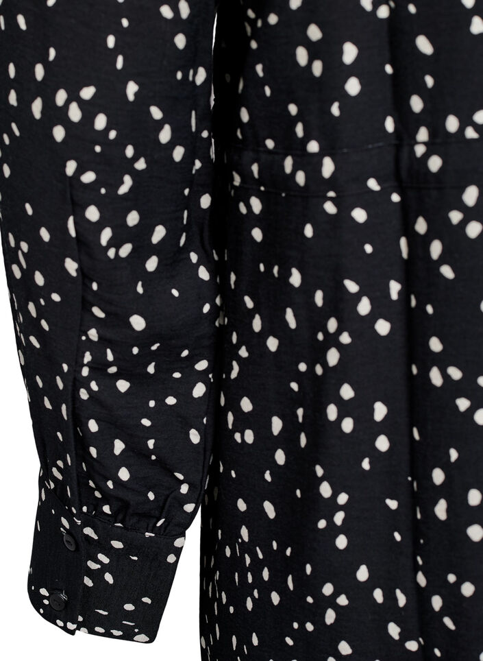 Robe chemise imprimée avec ceinture à nouer, Noir, Packshot image number 3